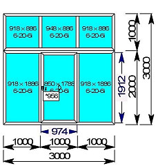 Раздвижные пластиковые окна (Портал) 3х3 GEALAN S9000 83/6 ROTO Alversa